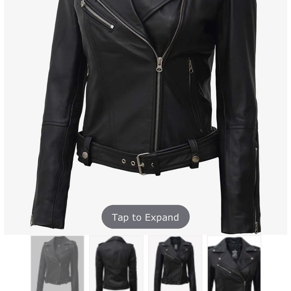 Black Leather Biker Jacket - Picture 2 of 4